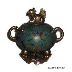 Vintage Cloisonné Fu-Dog Global Shape Incense #1901085