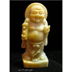 Chinese Yellow Jade Happy Buddha Figure #1901086