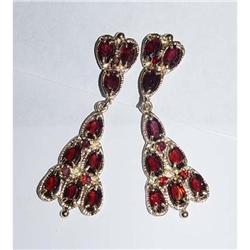 14kt Gold Garnet Fan Tail Dangle Earrings 14k #1901097