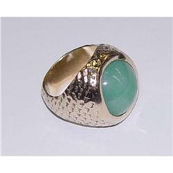 Antique 14kt Gold 12ct Jade Cabochon Ring #1901098