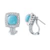 Image 1 : Natural 3.10 CTW Turquoise & Diamond Earrings 14K White Gold - REF-77X4T