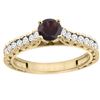 Image 1 : 0.90 CTW Garnet & Diamond Ring 14K Yellow Gold - REF-62A5X
