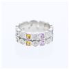 Image 1 : Natural 0.87 CTW Multi-Sapphire & Diamond Ring 14K White Gold - REF-78N3Y