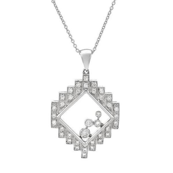 Natural 0.39 CTW Diamond Necklace 18K White Gold - REF-92K7R