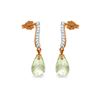 Image 1 : Genuine 4.78 ctw Green Amethyst & Diamond Earrings 14KT Rose Gold - REF-46W2Y