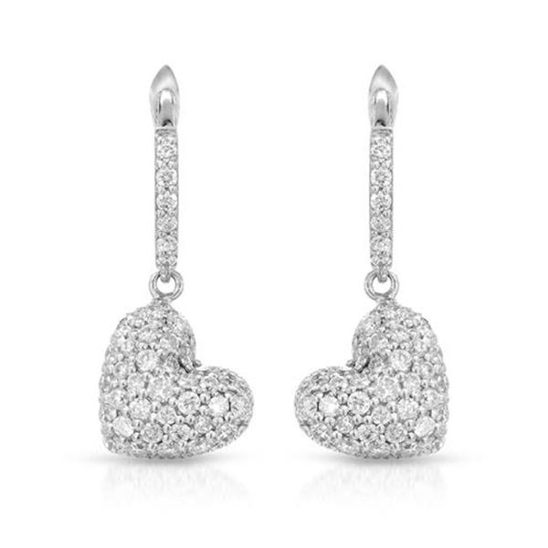 Natural 0.85 CTW Diamond Earrings 18K White Gold - REF-102W6H