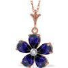 Image 1 : Genuine 2.22 ctw Sapphire & Diamond Necklace 14KT Rose Gold - REF-36T3A