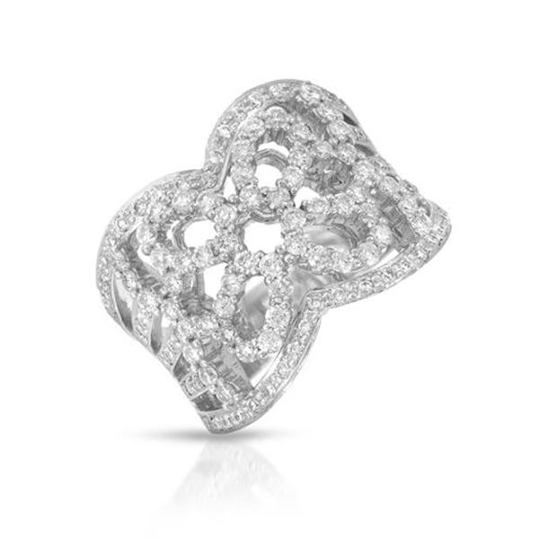 Natural 1.14 CTW Diamond Ring 18K White Gold - REF-208F8M