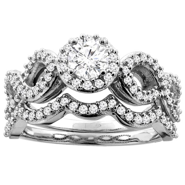 0.85 CTW Diamond Ring 14K White Gold - REF-134M2A
