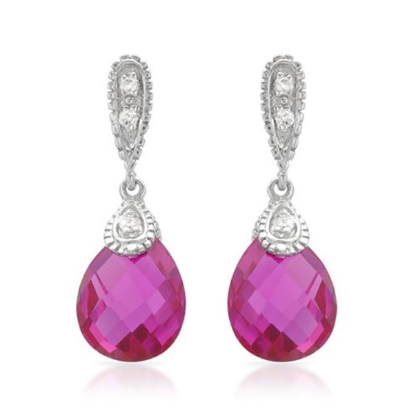 Natural 7.50 CTW Pink Sapphire & Diamond Earrings 14K White Gold - REF-36K2R
