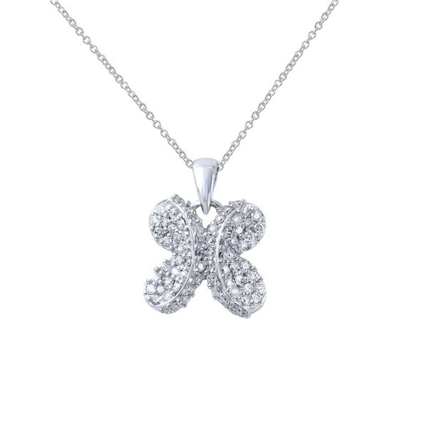 Natural 0.67 CTW Diamond Necklace 18K White Gold - REF-109W8H