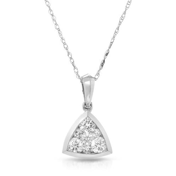 Natural 0.75 CTW Diamond Necklace 14K White Gold - REF-112K5R