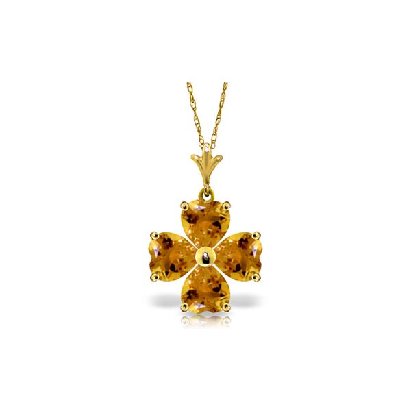 Genuine 3.8 ctw Citrine Necklace 14KT Yellow Gold - REF-42T2A