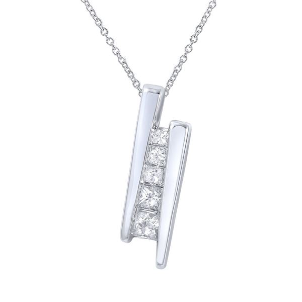 Natural 0.25 CTW Princess Diamond Necklace 14K White Gold - REF-46K8R