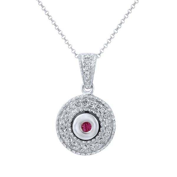 Natural 0.45 CTW Ruby & Diamond Necklace 14K White Gold - REF-67N5Y
