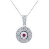 Image 1 : Natural 0.45 CTW Ruby & Diamond Necklace 14K White Gold - REF-67N5Y