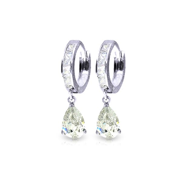 Genuine 4.2 ctw White Topaz Earrings 14KT White Gold - REF-50M9T