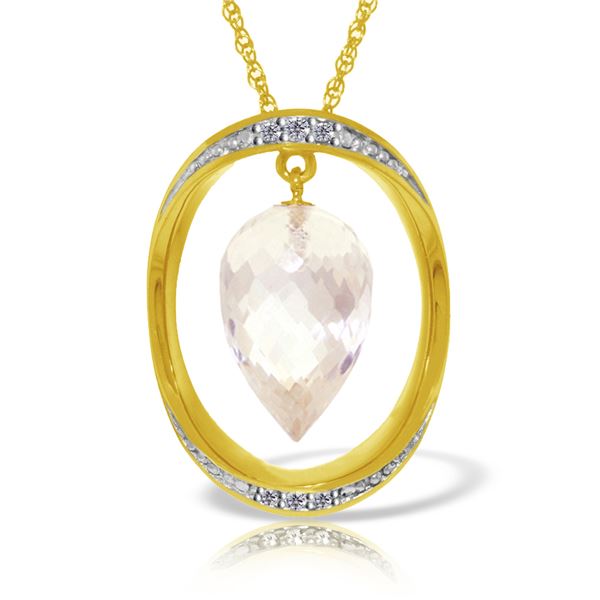Genuine 12.35 ctw White Topaz & Diamond Necklace 14KT Yellow Gold - REF-112R8P