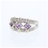 Image 1 : Natural 0.71 CTW Pink Sapphire & Diamond Ring 14K White Gold - REF-69K3R