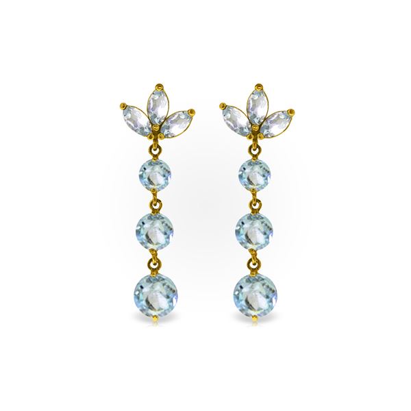Genuine 8.7 ctw Aquamarine Earrings 14KT Yellow Gold - REF-78P7H