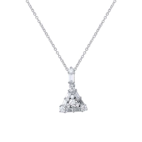 Natural 0.34 CTW Baguette & Diamond Necklace 14K White Gold - REF-38K7R