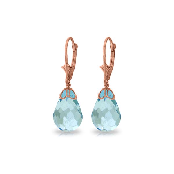 Genuine 20.5 ctw Blue Topaz Earrings 14KT Rose Gold - REF-36P8H