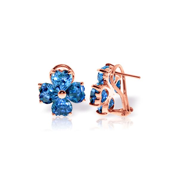 Genuine 7.6 ctw Blue Topaz Earrings 14KT Rose Gold - REF-80R6P