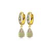Image 1 : Genuine 1.58 ctw Opal & Diamond Earrings 14KT Yellow Gold - REF-60H3X