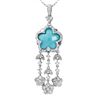 Image 1 : Natural 5.34 CTW Turquoise & Diamond Necklace 14K White Gold - REF-92K7R