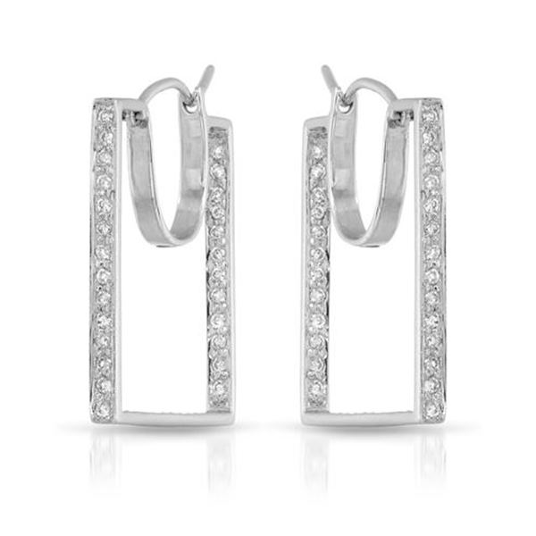 Natural 0.56 CTW Diamond Earrings 14K White Gold - REF-72N9Y