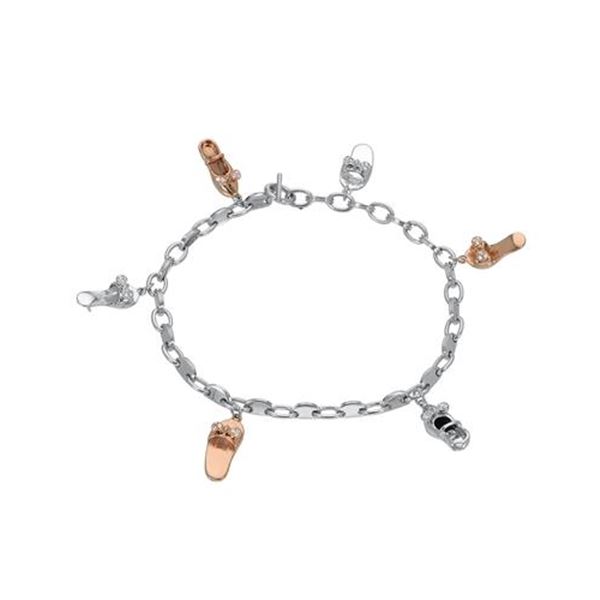 Natural 0.16 CTW Diamond & Bracelet 14K Two Tone Rose Gold - REF-114F3M