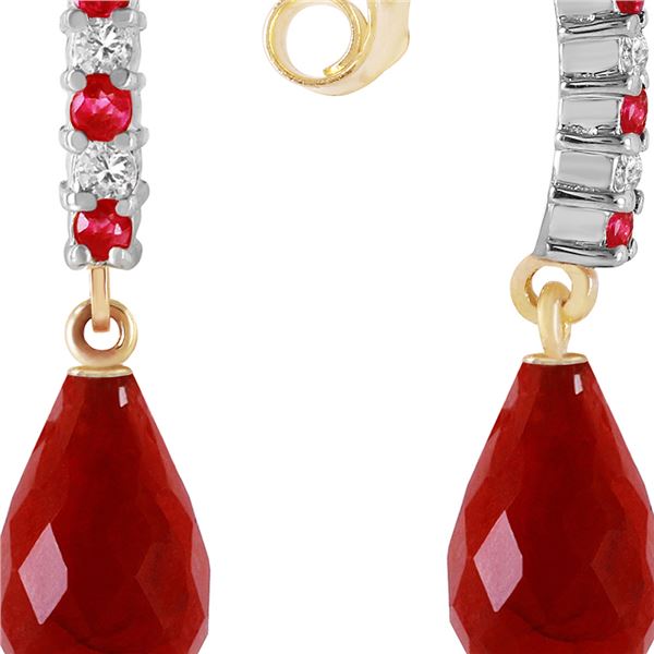Genuine 6.9 ctw Ruby & Diamond Earrings 14KT Yellow Gold - REF-35N2R