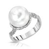 Image 1 : Natural 10.50 CTW Pearl & Diamond Ring 14K White Gold - REF-62K3R