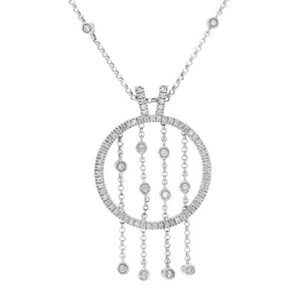 Natural 0.89 CTW Diamond Necklace 18K White Gold - REF-224K3R