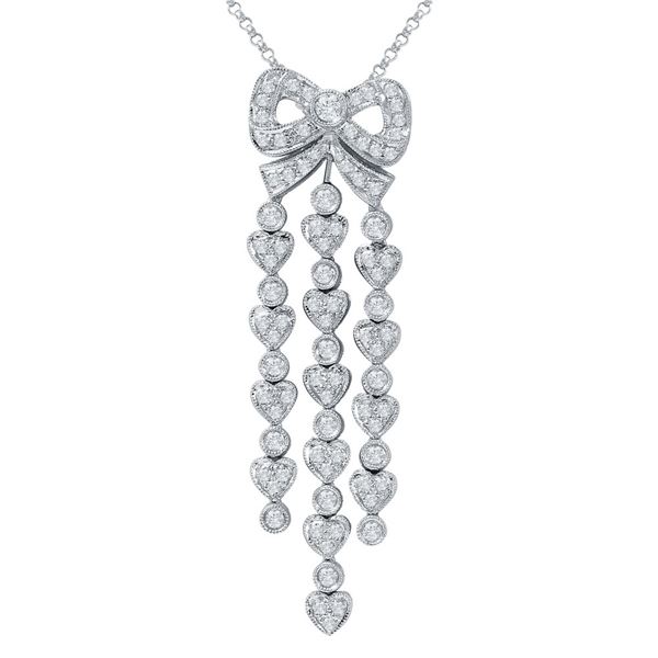 Natural 1.11 CTW Diamond & Pendant 18K White Gold - REF-180W2H