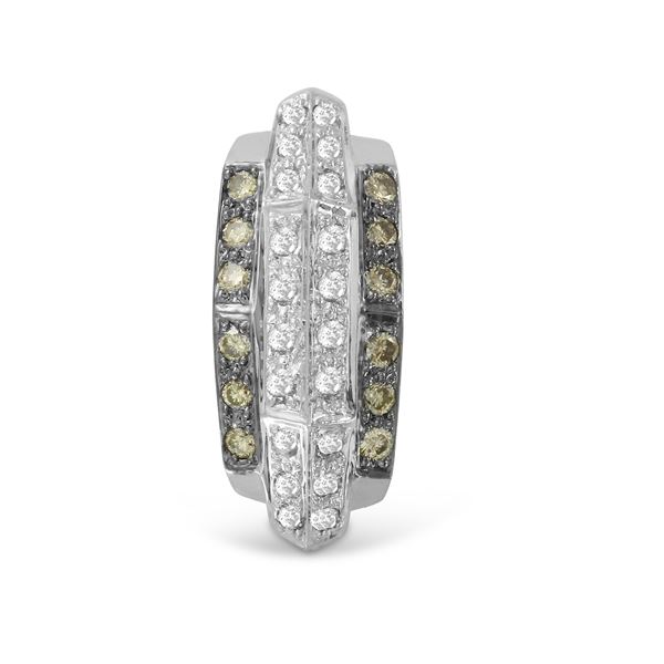 Natural 0.48 CTW Diamond & Brown Round Diamond Necklace 14K White Gold - REF-53W3H