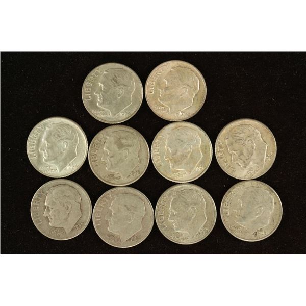 10 ASSORTED SILVER ROOSEVELT DIMES