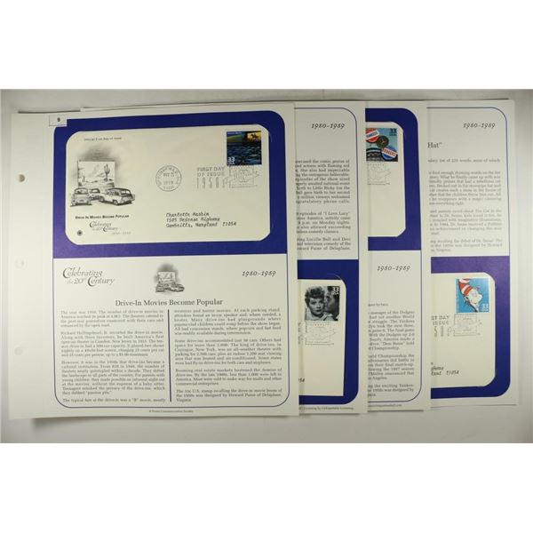 4 ASSORTED 1999 1ST DAY COVERS ON INFO SHEETS