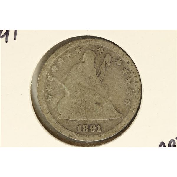 1891 SEATED LIBERTY QUARTER