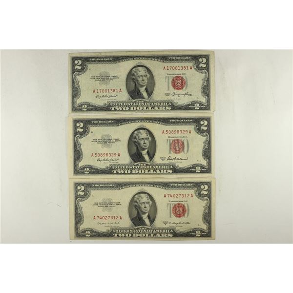 1953, 1953-A & 1953-B $2 US RED SEAL NOTES