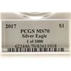 Image 3 : 2017 AMERICAN SILVER EAGLE PCGS MS70