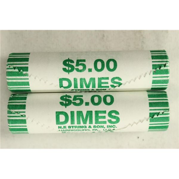 2-$5 ROLLS OF 2009-D ROOSEVELT DIMES BRILLIANT UNC