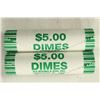 Image 1 : 2-$5 ROLLS OF 2009-D ROOSEVELT DIMES BRILLIANT UNC