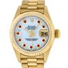 Image 1 : Rolex Ladies 18K Yellow Gold Mother Of Pearl Ruby Datejust President Wristwatch