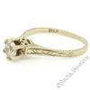 Image 2 : Art Deco Etched 14kt White Gold 0.60 ctw European Diamond Solitaire Engagement R