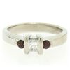 Image 2 : 14kt White Gold 0.41 ctw Princess Diamond and Garnet Engagement Ring