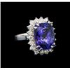 Image 1 : 14KT White Gold 8.25 ctw Tanzanite and Diamond Ring
