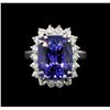 Image 2 : 14KT White Gold 8.25 ctw Tanzanite and Diamond Ring