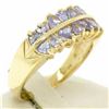 Image 3 : 14k Yellow Gold Dual Two Row 1.40 ctw 14 Trillion Cut Natural Tanzanite Band Rin