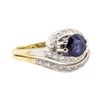 Image 1 : 1.28 ctw Blue Sapphire And Diamond Ring And Attached Band - 14KT Yellow Gold